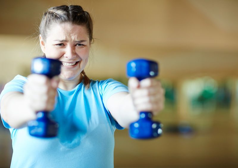 woman with weights