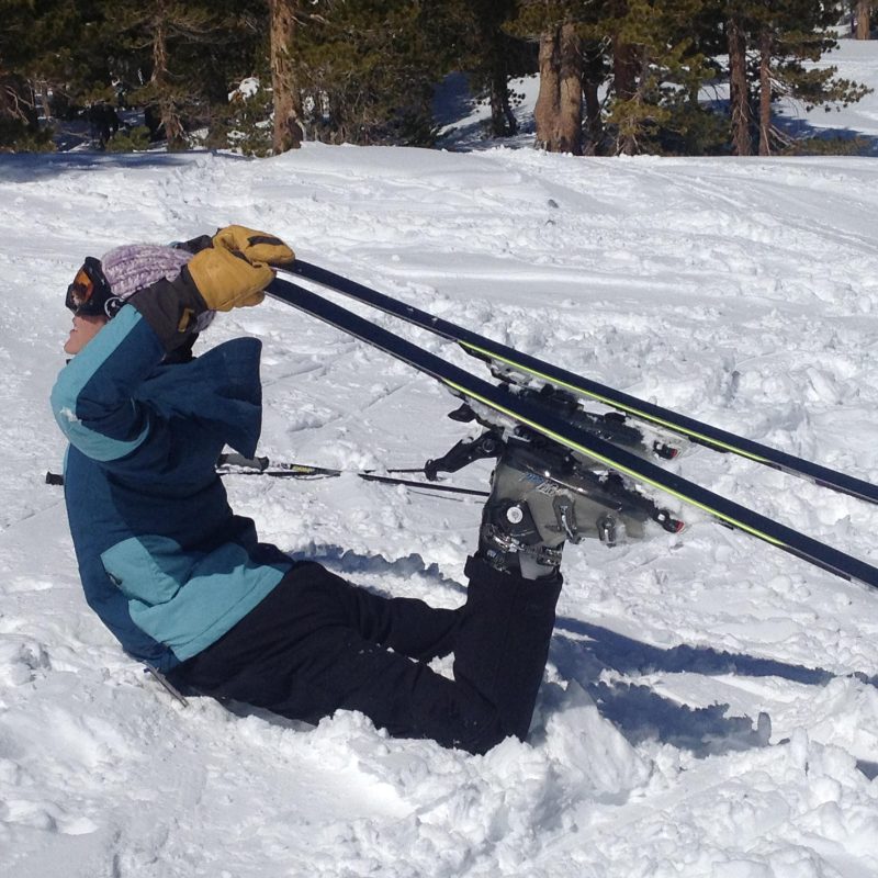Stretching with skis